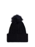 Tommy Hilfiger Timeless Alpaca Wool Blend Faux Fur Pom Pom Beanie, Space Blue