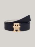 Tommy Hilfiger Logo Reversible Leather Belt, Navy/Beige