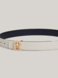 Tommy Hilfiger Logo Reversible Leather Belt, Navy/Beige