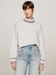 Tommy Hilfiger Global High Neck Wool Cashmere Jumper, Light Grey Heather