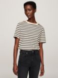 Tommy Hilfiger Stripe Button T-Shirt, Ivory/Navy