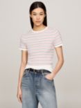 Tommy Hilfiger Stripe Organic Cotton Blend Knit Top, White/Multi