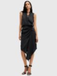 AllSaints Abi Lace Trim Wrap Dress, Black