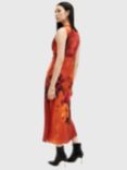 AllSaints Karla Midi Dress, Orange/Black