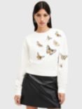 AllSaints Diana Sequin Butterfly Sweatshirt, Chalk White