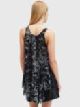 AllSaints Rach Ruffle Detail Cami, Black/Multi