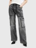 AllSaints Echo Wide Leg Cargo Jeans, Black