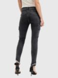 AllSaints Duran Skinny Frayed Hem Jeans, Black/Multi