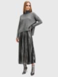 AllSaints Spark Jumper Pleat Dress, Grey/Pewter