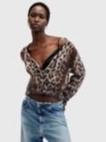 AllSaints Wick Lex Animal Print Mohair Blend Cardigan, Multi