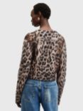 AllSaints Wick Lex Animal Print Mohair Blend Cardigan, Multi