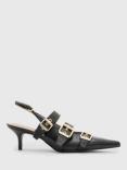 AllSaints Grace Leather Buckle Detail Pointed Heeled Court Shoes, Black