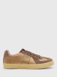 AllSaints Jaimee Leather Blend Lace Up Trainers, Tan/Brown