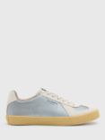 AllSaints Jaimee Leather Blend Lace Up Trainers, Blue/White