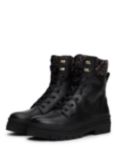 Tommy Hilfiger Leather Lace-Up Biker Boots, Black