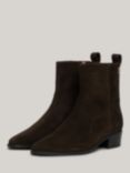 Tommy Hilfiger TH Monogram Suede Ankle Cowboy Boots, Dark Coffee