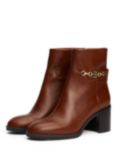 Tommy Hilfiger Leather Chain Detail Mid Ankle Boots, Cognac Brown