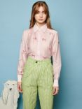 Sister Jane Bertie Bow Linen Blend Shirt, Pink