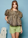 Sister Jane Lola Leopard Jacquard Top, Tan