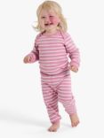 Polarn O. Pyret Baby Organic Cotton Stripe Bodysuit, Pink