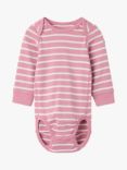 Polarn O. Pyret Baby Organic Cotton Stripe Bodysuit, Pink