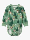 Polarn O. Pyret Baby Organic Cotton Woodland Bodysuit, Green