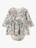 Polarn O. Pyret Baby Organic Cotton Blend Apple Blossom Skirted Bodysuit, Natural