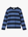 Polarn O. Pyret Kids' Organic Cotton Bold Stripe T-Shirt, Dark Sapphire