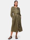 Whistles Mabel Topstitch Midi Dress, Khaki