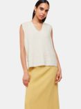 Whistles Cotton Textured V Neck Vest, Ivory