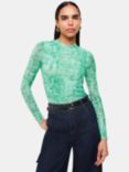 Whistles Brushwork Print Mesh Top, Green/Multi