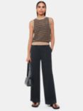 Whistles Ruth Wide Leg Trousers, Washed Black