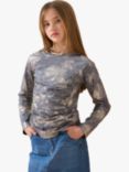 Angel & Rocket Kids' Metallic Long Sleeve Top, Gold