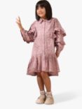 Angel & Rocket Kids' Amelie Cotton Broderie Shirt Dress, Pink