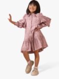 Angel & Rocket Kids' Amelie Cotton Broderie Shirt Dress, Pink