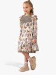 Angel & Rocket Kids' Lyra Butterfly Print Tiered Dress, Ivory