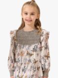 Angel & Rocket Kids' Lyra Butterfly Print Tiered Dress, Ivory