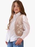 Angel & Rocket Kids' Lina Embroidered Gilet, Taupe