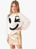 Angel & Rocket Kids' Shanti Smiley Face Jumper, Ivory