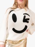 Angel & Rocket Kids' Shanti Smiley Face Jumper, Ivory