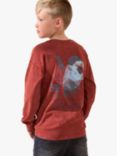 Angel & Rocket Skateboard Graphic Long Sleeve Top, Red