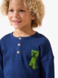 Angel & Rocket Kids' Minecraft Henley Pyjamas, Blue