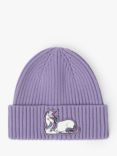 Polarn O. Pyret Kids' Rib Knit Applique Beanie Hat, Purple