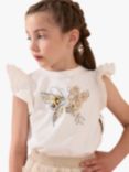 Angel & Rocket Kids' Anya Butterfly Flutter Sleeve Top, Ivory