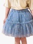 Angel & Rocket Kids' Mesh Stars Skirt, Blue