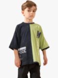 Angel & Rocket Kids' Minecraft Colour Block Tee, Black