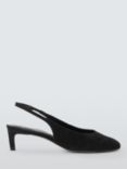 John Lewis Arya Suede Almond Toe Slingback Court Shoes, Black