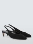 John Lewis Arya Suede Almond Toe Slingback Court Shoes, Black