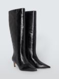 John Lewis Scarlette Leather Kitten Heel Pull On Knee Boots, Black