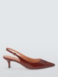 John Lewis Cosmos Leather Refined Kitten Heel Slingback Open Court Shoes, Burgundy